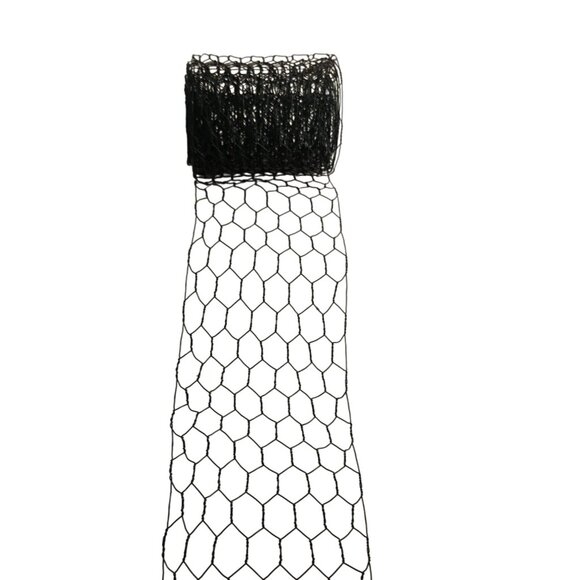 Chicken Wire Ribbon Roll 4 Inches Wide Hexagonal Mesh Black Crafting & Floral De - Picture 1 of 4